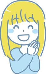 笑顔で微笑む若いの女性のイラスト 2