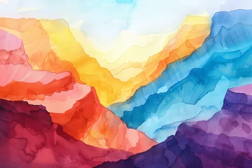 Keuken spatwand met foto abstract watercolor landscape © Ahmed Shaffik