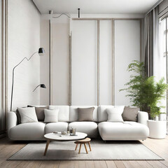 modern living room interior design with white sofa