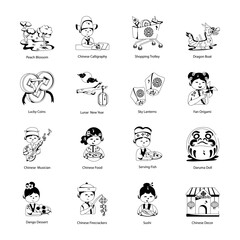 Pack of Chinese Culture Glyph Icons