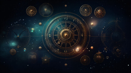 Abstract mystic astrology dark background - obrazy, fototapety, plakaty