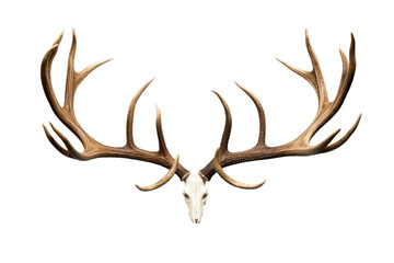 A striking image of a deer head with antlers, captured showcasing the majestic beauty of this iconic animal. on a White or Clear Surface PNG Transparent Background.