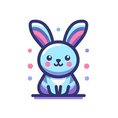 Obraz premium flat vector logo of a rabbit ,a cartoon of a rabbit ,Bunny rabbit toy isolated on white background