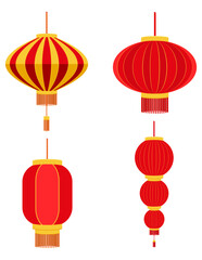 red chinese lanterns for holiday and festival decoration for design stock vector illustration