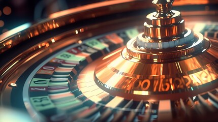 a close up of a roulette wheel on a table , generated by AI