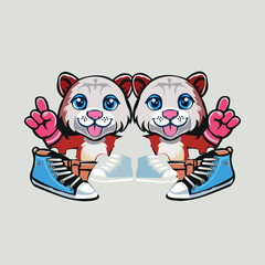 illustration of a cat with minimalist shoes.for design tshirt.