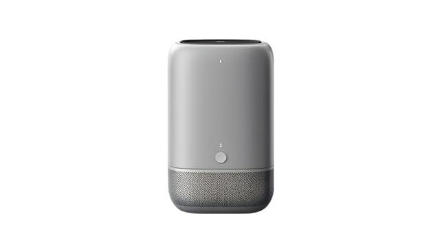 grey wireless portable speaker, png file of isolated cutout object with shadow on transparent background