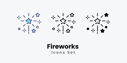 Fireworks   icons set vector stock illustration