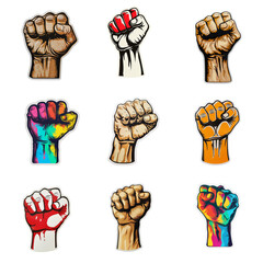 Set of Fist protest hand sticker.