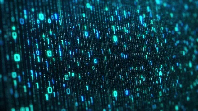 Digital data flow, data science concept, machine learning, big data, data streaming, flow of binary code, futuristic technology (3d render)