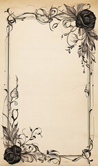 parchment paper background, with simple minimal black pen decoration in the corners parchment paper background, with simple minimal black pen decoration in the corners 