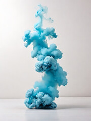 White background white floor with teal smoke