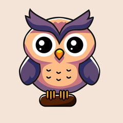 vector illustration of an owl in a cartoon and flat style