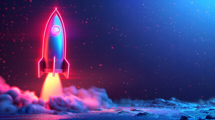 Rocket launch, Startup Business opportunity, Success concept, Growth and achievement