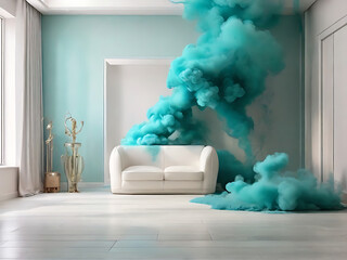 living room with smoke