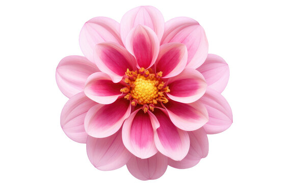 A photo showcasing a pink flower with a vibrant yellow center. on a White or Clear Surface PNG Transparent Background.