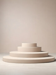 Brown natural podium product display platform 3d background abstract shadow light concept on cosmetic scene presentation stage mockup or empty beige stone pedestal beauty advertising stand backdrop.