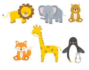 Collection of cute animal series, animals illustration for children