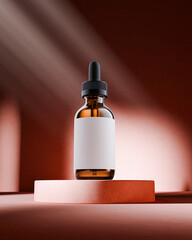 Realistic Amber Glass Dropper Bottle 60ml Product Visualization