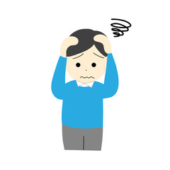 頭を抱えて悩む男性のベクターイラスト