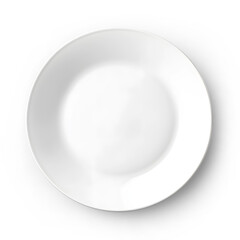 Empty white plate isolated on white background. Generative AI.