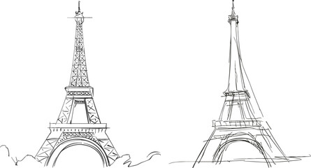 Eiffel tower sketch. Paris continuous line illustration