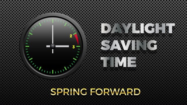 Start of daylight saving time in March with clocks moving forward from 2 am to 3 am. Meter on the metal.