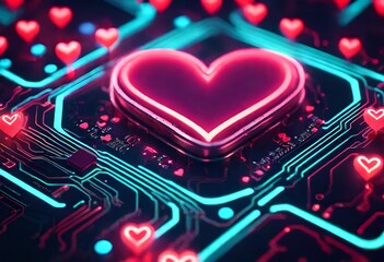 A Heart on the circuit board background, for loved ones