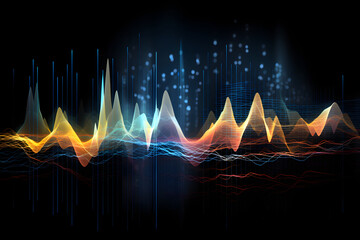 Visualization of Frequency Modulation (FM) Signal in Radio Broadcasting - obrazy, fototapety, plakaty