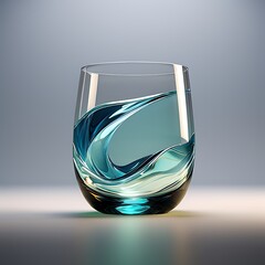 3d glass of abstract shape in the form of a wave illustration of 3d render