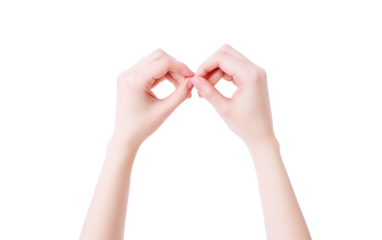 Two hands coming together to create a heart shape, symbolizing love and affection. on a White or Clear Surface PNG Transparent Background.