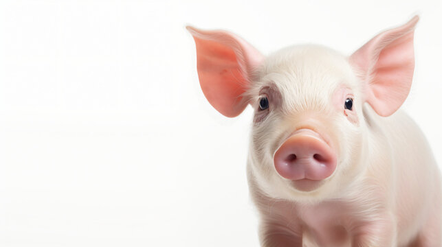 Portrait of a cute cheerful pig