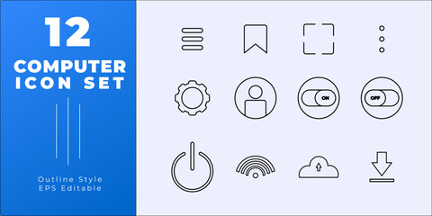Computer Outline Style Icon Sets
