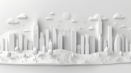 White city cityline paper sculpture