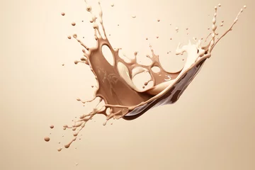 Foto op Canvas chocolate and milk splash isolated on white  © sam richter