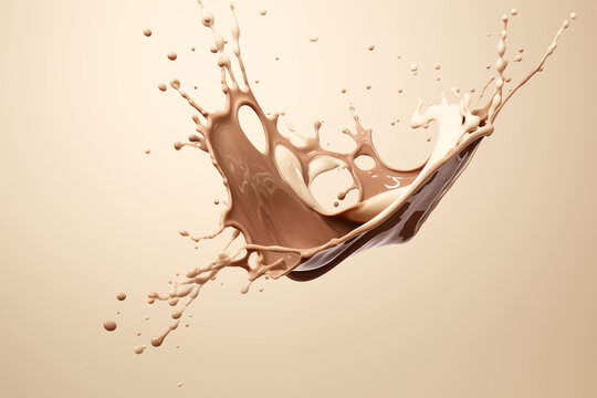 chocolate and milk splash isolated on white
