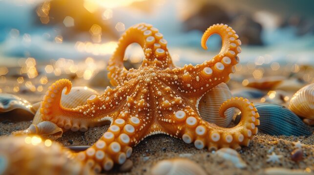 Close Up of an Octopus on a Beach