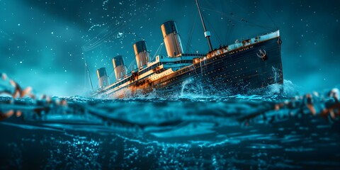 Iconic image of the tragic sinking of the RMS Titanic. Concept History, Tragedy, Maritime, Iconic Image