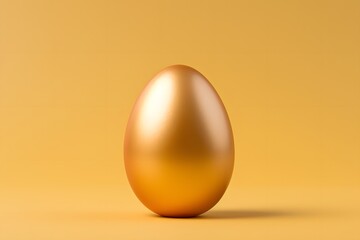 Golden Easter Egg on Yellow Background