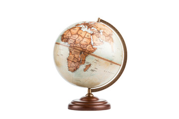 A globe is displayed on a wooden stand. on a White or Clear Surface PNG Transparent Background.