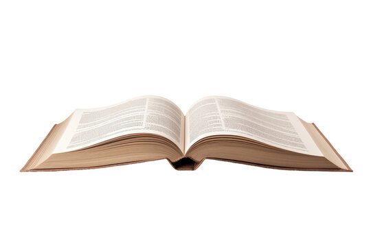 This photograph depicts an open book. on a White or Clear Surface PNG Transparent Background.