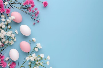 Assorted Easter Eggs on Blue Surface