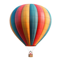 Fototapeta premium A vibrant, multicolored hot air balloon with a woven basket, floating serenely.