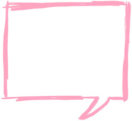 Pink Speech Bubble Balloon Sign Square Comic Cartoon Hand Drawn