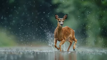 Gordijnen Young roe deer capreolus © Salman