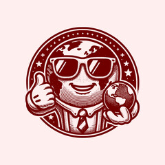 cool mascot save earth in retro vintage art style vector illustration