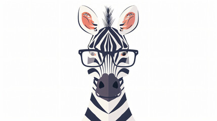Fototapeta na wymiar Zebra wearing glasses clipart
