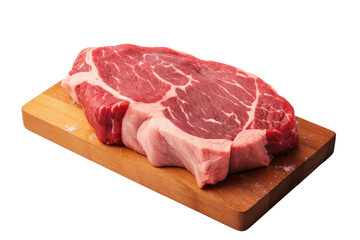A close up view of a fresh piece of raw meat on a White or Clear Surface PNG Transparent Background.