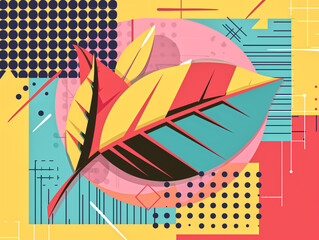 Bauhaus Blossoms, Abstract Leaf Flat Illustration