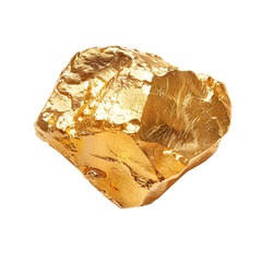 Raw solid gold rock on an isolated background